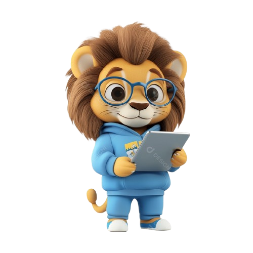 Mascote amigável incentivando o aprendizado
